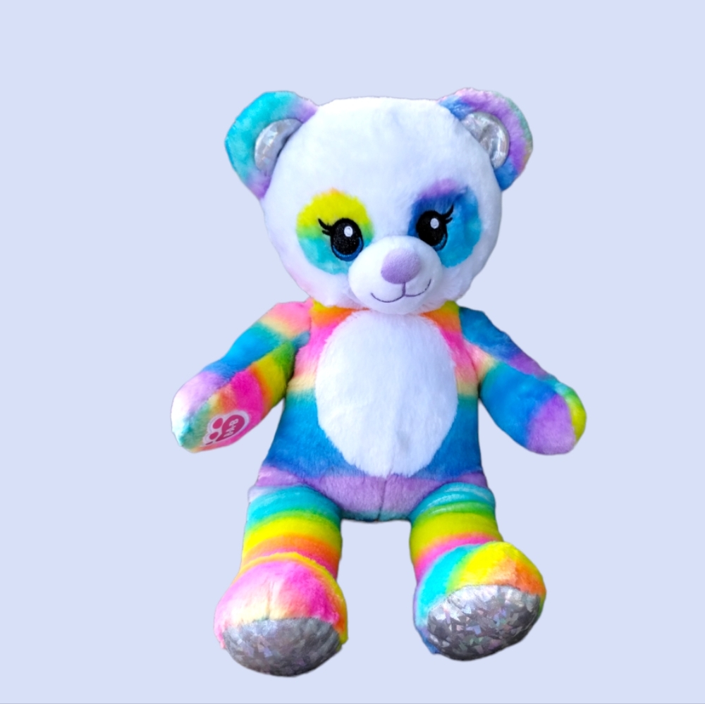 BUILD A BEAR Rainbow Friends Panda Bear Plush Multicolor Doll Stuffed Animal Toy